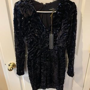 NWT Dress the Population velvet sequin mini dress